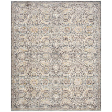 Antique Fusion ANF03 Traditional Vintage Distressed Floral Medallion Border Soft Smooth Polyester Low Profile Short Pile Charcoal/Multicolour Rug-Nourison-Rug Love - The Most Loved Rug Store
